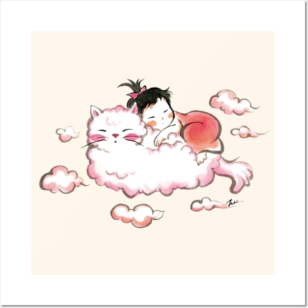 Cat cloud day dream Wall Art by juliewu